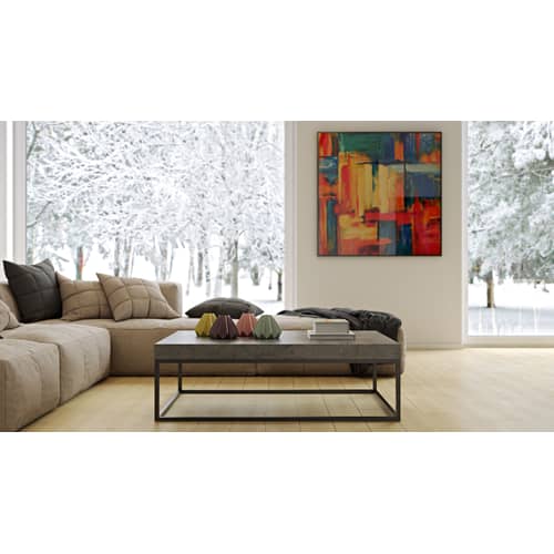 Tavolino Adelaïde legno grigio / 120 x 75 cm x H 38 cm - Melamina effetto cemento - POP UP HOME - 120 x 75 cm / Effetto cemento grigio - Melamina, metallo laccato, Pannello di fibra ad alta densità