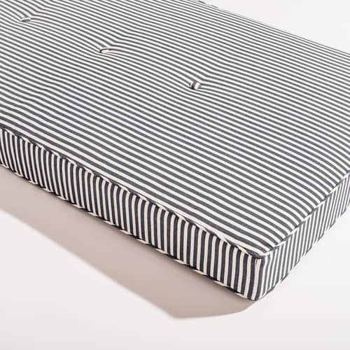 Transat inclinable à roulettes Al Fresco métal / Matelas inclus - Tablette latérale pivotante - BUSINESS & PLEASURE - Coussin Laurens (rayé bleu) - Acier, Mousse, Tissu outdoor Pleasuretex®