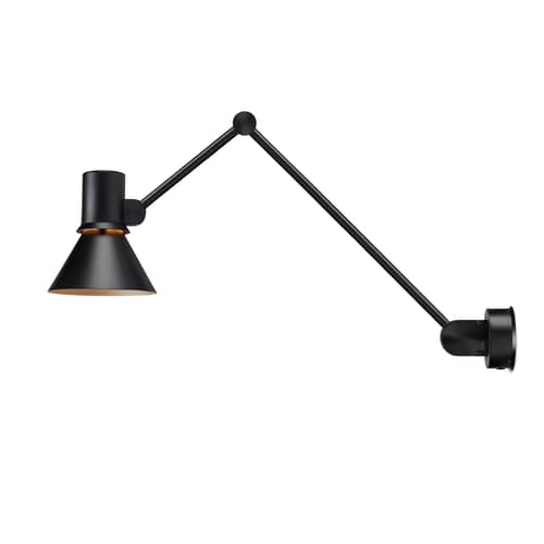 Applique Type 80 W3 metallo nero / Long Braccio articolato - Collegamento a parete - Anglepoise - Nero - Acciaio, Alluminio, Ghisa