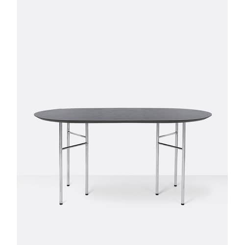 Accessoire  bois multicolore / Plateau ovale pour tréteaux Mingle Small 150x75 cm / Modèle d\'expo - Ferm Living - Noir - MDF plaqué chêne
