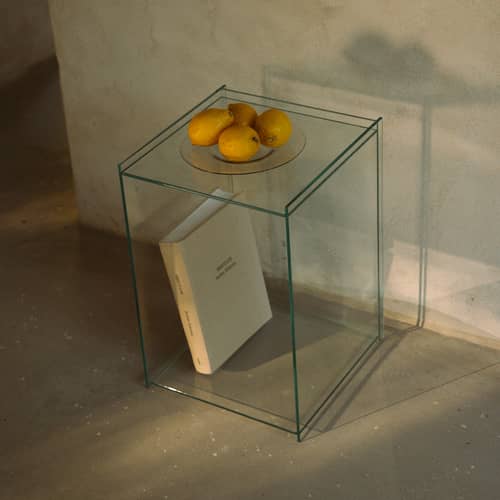 Beistelltisch Rivet Box glas transparent - Frama  - Transparent - Sekurit-Glas