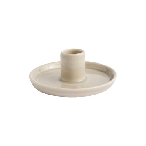 Bougeoir Disc Small céramique gris / Pour bougie longue Ø 2,2 cm - Hay - Gris clair - Faïence