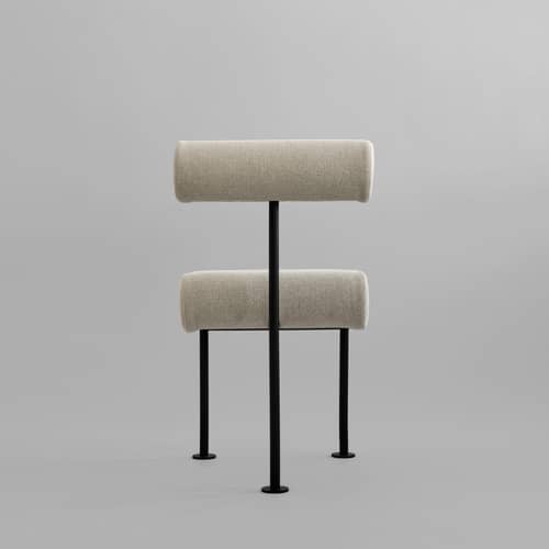 Chaise rembourrée Hiro tissu beige - 101 COPENHAGEN - Lin beige / Noir - Acier thermolaqué, Lin, Mousse
