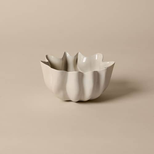 Coupe Nium Small / Ø 22 x H 11 cm - Ferm Living - Blanc cassé - Grès
