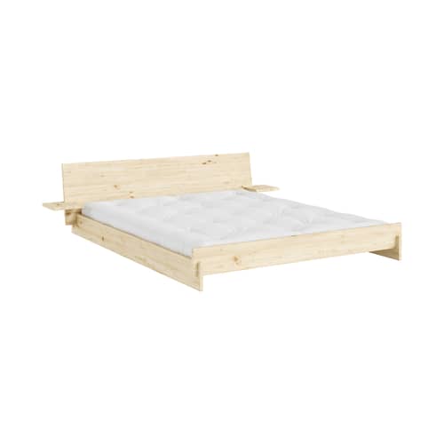 Doppelbett Latch holz natur / Für Matratze 160 x 200 cm – Bettkopf mit Nachttischen - KARUP - Für Matratzen 160 x 200 cm - Kiefer, massiv