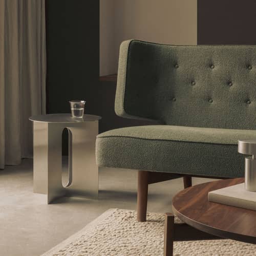 Androgyne End table metal silver / Ø 40 x H 43 cm - Audo Copenhagen - Table / Brushed steel - Brushed stainless steel