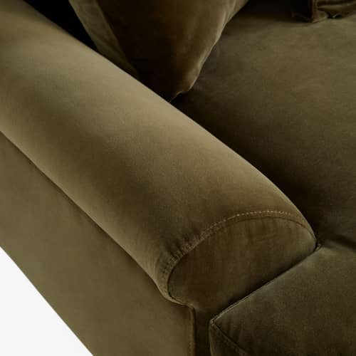 Sofa Greenwich textil grün / B 220 cm - Velours - Jonathan Adler - Grün Salbeigrün (Vincenza Velours) - Messing, Schaumstoff, Velours