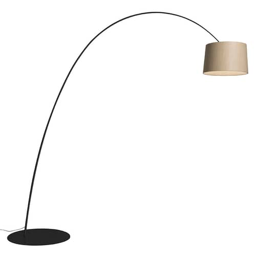 Lampadaire Twiggy LED Elle Wood bois / H 259 à 267 cm - Foscarini - Érable blanchi / Noir - Érable blanchi, Fibre de verre, Matériau composite, Métal verni