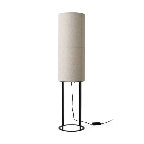 Lampadaire Hashira HIGH tissu beige / Ø 30 x H 130 cm - Lin / Seconde vie - Audo Copenhagen - Beige brut - Acier, Lin