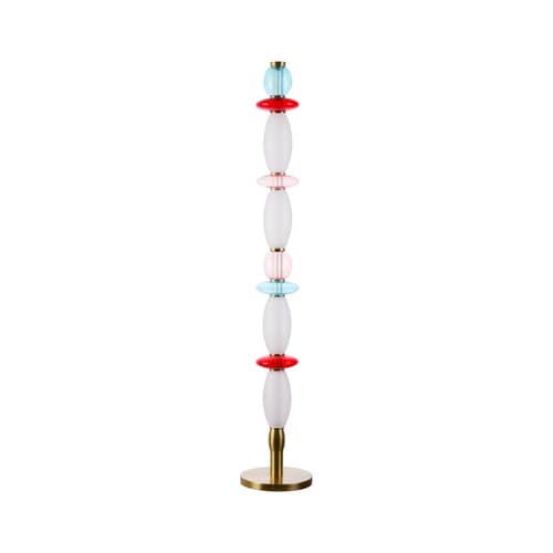 Lampadaire Léonor verre multicolore / Ø 15 x H 145 cm - ELEMENTS LIGHTING - Rouge / Bleu / Rose / Or - Aluminium, Verre