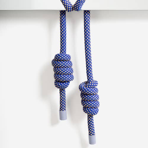 Miroir mural Shibari Rectangle verre bleu / L 50,5 x H 69 cm - Moustache - Bleu - Corde, Hêtre, Verre
