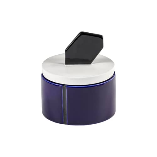 Parfumierte Kerze Candela 01 Medium keramik blau / Ø 12,5 x H 13 cm - Serax - Blau & Schwarz (Zedernholz Parfum) - emaillierter Sandstein, Soja-Wachs