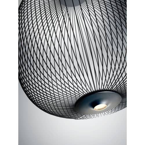 Pendelleuchte Spokes 2 Small metall grau schwarz / LED - Ø 52 cm x H 52 cm - Foscarini - Graphit-grau - gefirnister Stahl, klarlackbeschichtetes Aluminium