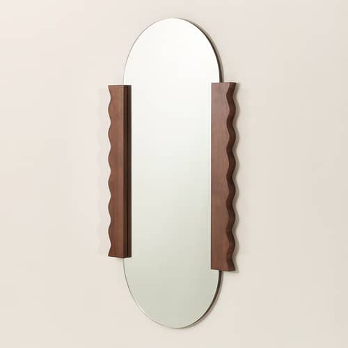 Specchio murale Heju X Nobodinoz legno marrone / 53 x 100 cm - NOBODINOZ - H 100 cm / Legno scuro - Legno massello di hevea, Vetro