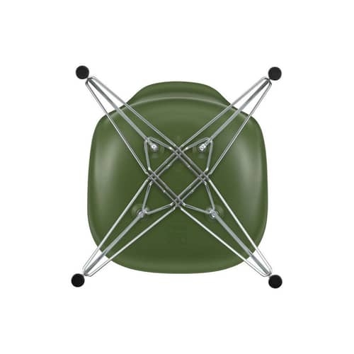 Stuhl RE DSR - Eames Plastic Side Chair plastikmaterial grün / (1950) - Beine verchromt / recycelt - Vitra - Waldgrün / Beine verchromt - Recycelter Kunststoff (Post-Consumer), verchromter Stahl