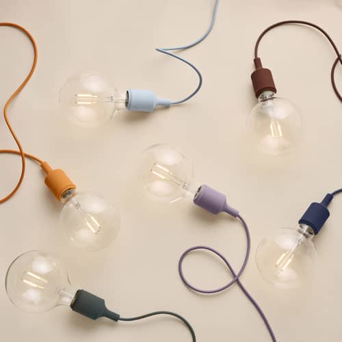 Suspension E27 plastique orange / Silicone - Ampoule incluse / Seconde vie - Muuto - Orange clair - Silicone