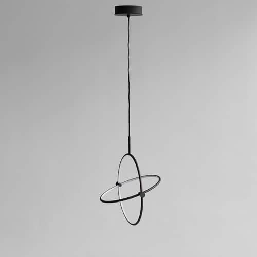 Suspension Maru Big LED métal noir / Anneaux modulables - Ø 41 cm - 101 COPENHAGEN - Noir - Acrylique, Aluminium