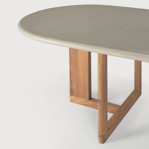 Table ovale Trestle Ethnicraft / 240 x 110 cm - Béton & teck recyclé - Gris - Pierre | Made In Design