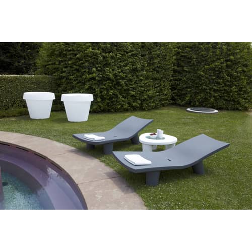 Tavolino Low Lita vetro materiale plastico nero / 90 x 74 cm - Slide - Nero - Polietilene riciclabile, Vetro
