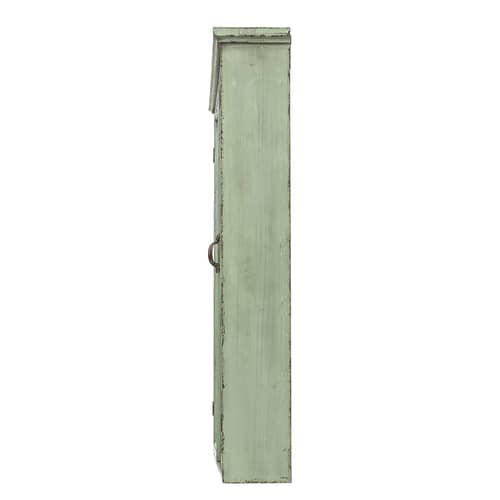Wandablage Hazem holz grün / Wandschrank - L 81 x H 122 cm / Holz & Glas - Bloomingville - Patiniertes Grün / Holzhintergrund - Eisen, Glas, Holzfaserplatte, Tanne