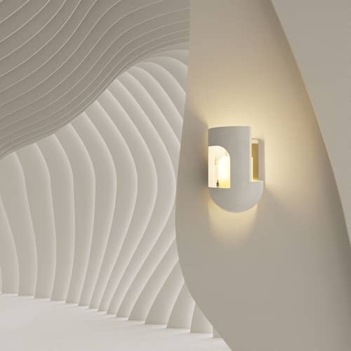 Wandleuchte Soul Story 3 stein weiß gold / LED - Gips & Blattgold - DCW éditions - Blattgold / Weiß - Gips