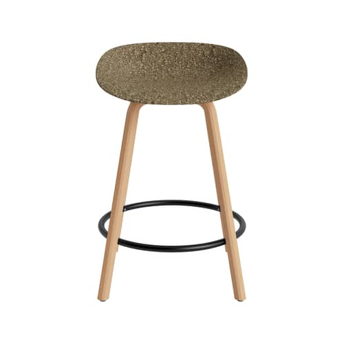 Mat Bar stool cane & fibres brown / H 65 cm - Navy Alga / Beechwood Base, legs - Normann Copenhagen - Alga (dark) / Beechwood Base, legs - FSC-certified beech, Powder coated steel, Seagrass