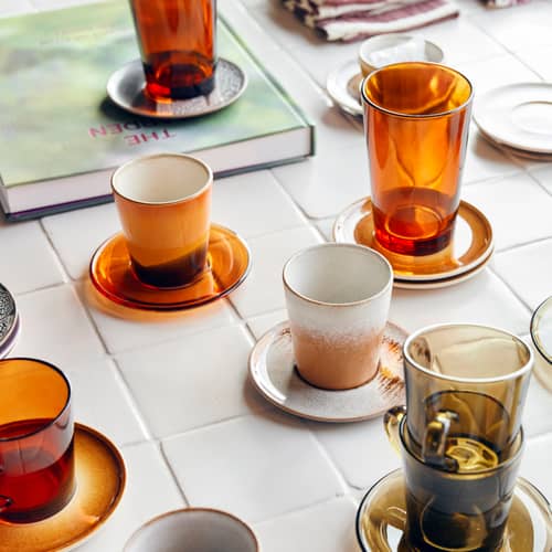 Bicchiere 70s glassware vetro arancione / Set di 4 - 43 cl - HK LIVING - Ambra - Vetro