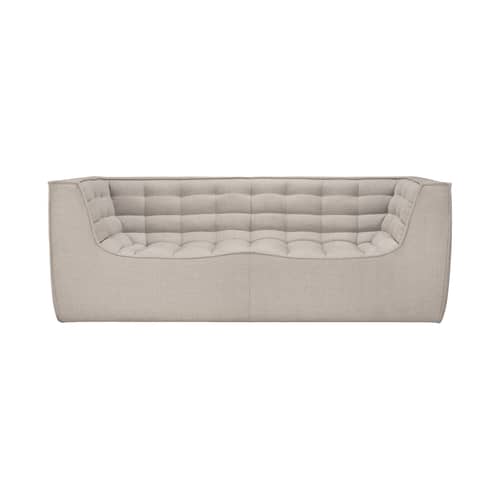 Canapé 2 places N701 tissu beige / L 205 cm - Ethnicraft - Beige (tissu standard) - Bois, Mousse PU haute densité, Tissu