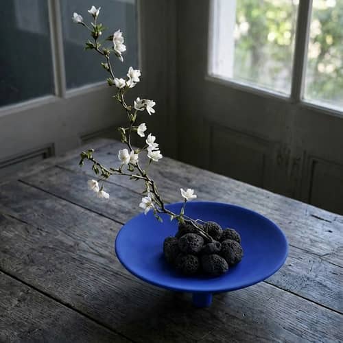 Centre de table Duck Mini céramique bleu / Ø 30 x H 9,2 cm - 101 COPENHAGEN - Bleu Marrakech - Céramique