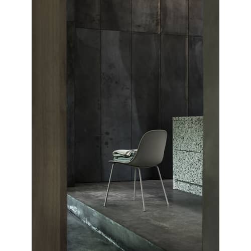 Chaise Fiber plastique gris / Pieds métal - Plastique recyclé - Muuto - Gris - Acier, Plastique recyclé