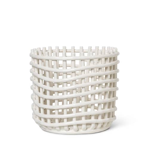 Corbeille Ceramic Large / Ø 23,5 x H 21 cm - Fait main - Ferm Living - Blanc cassé - Céramique