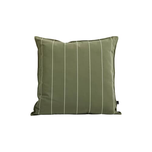 Coussin d\'extérieur Terrazza - Narrow Stripe / 60 x 60 cm - Hay - Vert olive - Polyester recyclé