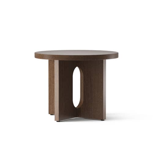 Androgyne End table natural wood / Ø 50 x H 39 cm - Audo Copenhagen - Dark oak / Dark oak legs - MDF veneer tinted oak