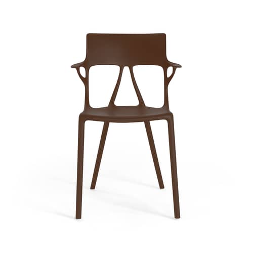 Fauteuil A.I / Conçu par une intelligence artificielle - 100% recyclé - Kartell - Moka - PMMA recyclé