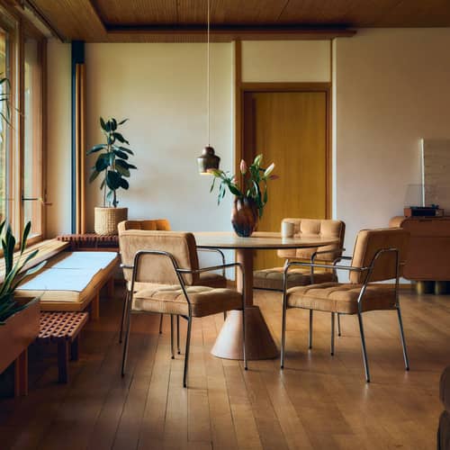 Fauteuil de repas rembourré Orea tissu beige - NV GALLERY - Orange abricot (velours côtelé) / Métal chromé - Fer, Mousse haute densité, Velours côtelé