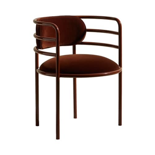 Fauteuil rembourré Moon / Velours - Maison Sarah Lavoine - Chocolat / Métal chocolat - Métal thermolaqué, Mousse, Velours de coton