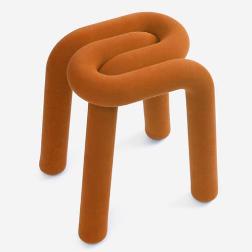 Gepolsterter Hocker Bold textil braun gepolstert / Stoff - Moustache - Haselnuss - Gewebe, Schaumstoff, Stahl