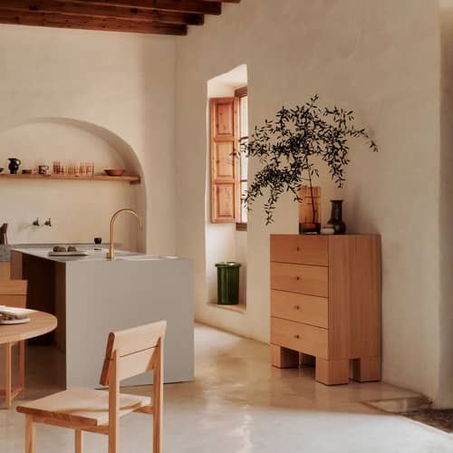 Kommode Kuben holz natur / 4 Schubladen - B 90 x T 45 x H 107.5 cm - Ferm Living - Eiche - Esche mit Eichenfurnier