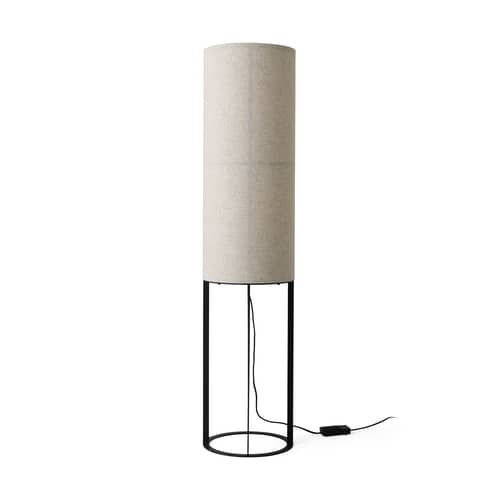 Lampadaire Hashira HIGH tissu beige / Ø 30 x H 130 cm - Lin / Seconde vie - Audo Copenhagen - Beige brut - Acier, Lin