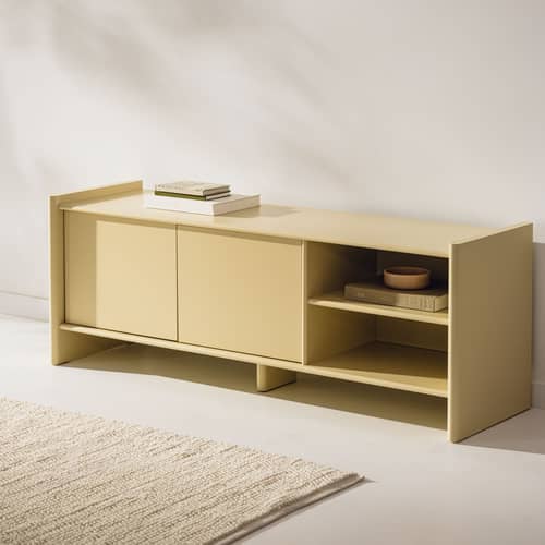 Meuble TV Rali bois jaune / L 160 x H 58 cm - NOO.MA - Jaune beurre - MDF