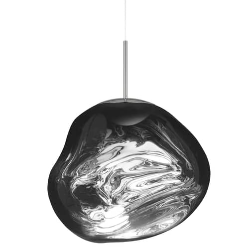 Melt LED Pendant plastic material grey silver metal / Ø 50 cm - Metallic polycarbonate (changes colour) - Tom Dixon - Chromed - Polycarbonate