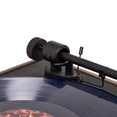 Platine vinyle Square CC - La Boîte Concept - Noyer  / Cuir noir - Aluminium, Cuir, MDF, Noyer