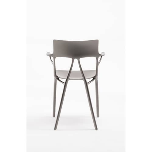 Poltrona A.I materiale plastico grigio argento / Progettato da un\'intelligenza artificiale - Kartell - Grigio metallico - Tecnopolimero termoplastico riciclato