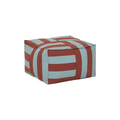 Pouf d\'extérieur Otto - NOBODINOZ - Toffee & bleu - Polystyrène expansé, Tissu acrylique