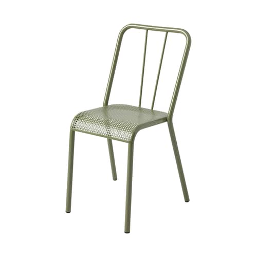 Sedia impilabile T37 Tressée metallo verde / Riedizione 1937 - Sedile in tessuto - Tolix - Verde Giunco - Acciaio inossidabile