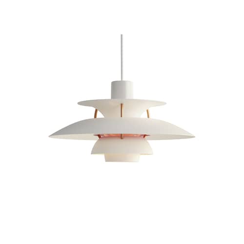 Sospensione PH 5 Mini metallo bianco / Ø 30 cm - Louis Poulsen - Bianco / Steli bronzo - Alluminio