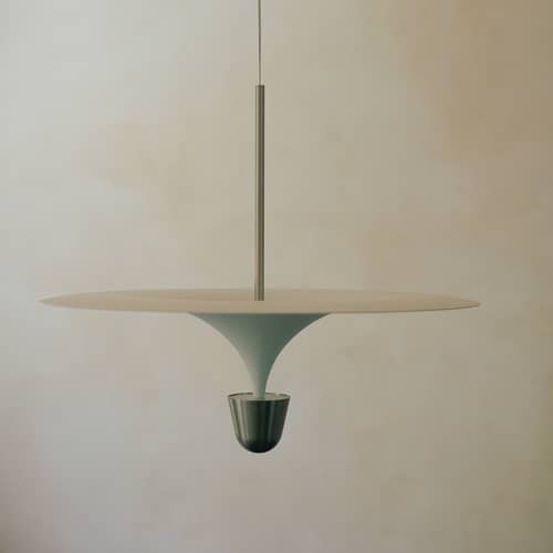 Suspension Kantarell LED métal blanc / Ø 60 cm - NEW WORKS - Blanc & nickel - Acier, Aluminium