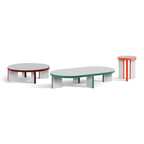 Table basse Slice me nice matériau rouge / Ø 90 x H 28 cm - Zanotta - Ø 90 x H 28 cm / Amarante & argent - MDF revêtus de stratifié Fenix®