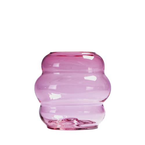 Vase Muse Medium verre rose violet / Cristal de Bohême - Ø 18 x H 18 cm - Fundamental Berlin - Rubis - Cristal de Bohême