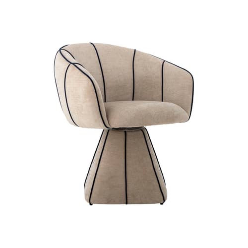 Drehsessel Semilie textil beige / Velours - Bloomingville - Beiger Velours / Schwarze Paspeln - Furnier, Schaumstoff, Velours